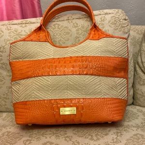 Brahmin Crocodile Orange & Tan Handbag